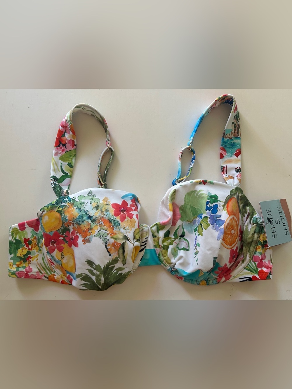 Women’s Tropical Floral Fruit Underwire Bikini Top 36D